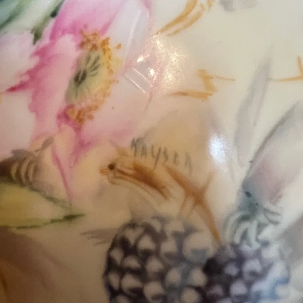 Vintage HandPainted Bavaria Pitcher by Kayser Blackberry Floral Design,Gold Rim